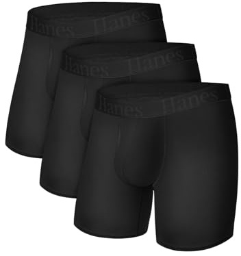 Hanes Men's Originals SuperSoft Boxer Briefs, Viscose from Bamboo Men's Underwear, Black 3-Pack