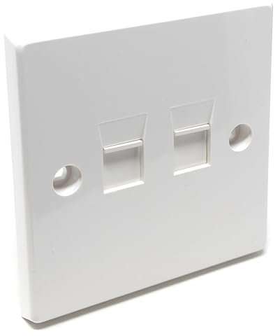 1pcs Single Gang 2-Port Modular Keystone Insert Empty Faceplate | Compatible with Cat5e, Cat6, Cat7, Cat8, Cat9 Modules, for Home and Office, Screws Included