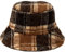 Cunlvyyds Fuzzy Eimer Hut, Winter warme Lammwolle Khaki Plaid Eimer Hut mit verstellbarem Kordelzug, bequemer weicher Fuzzy -Hut für lässige, Reisen, Feiertage, Wandern, Hut,