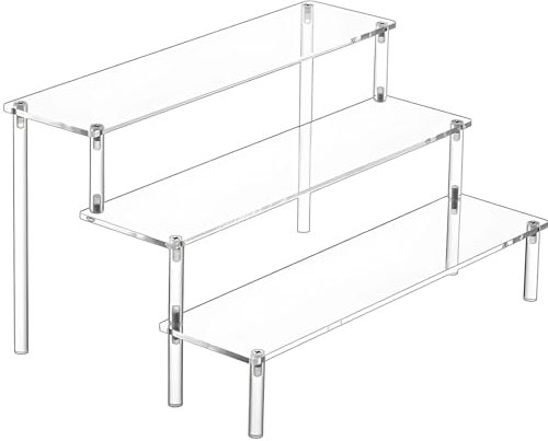 3-stöckiges Acryl-Audio-Regal, HiFi-Komponentenständer, Desktop-DAC-Verstärker-Regal mit Aluminiumstützen, kleiner Audio-Gerätehalter