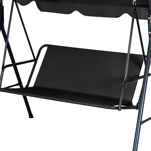 Garden Swing Seat Cover Replacement 900D Oxford Fabric Waterproof Windproof Anti-UV 2&3 Seat Patio Swing Seat Replacement Covers Universal Fit for Outdoor Porch Garden Yard Swings (Black, 115x48x48cm)