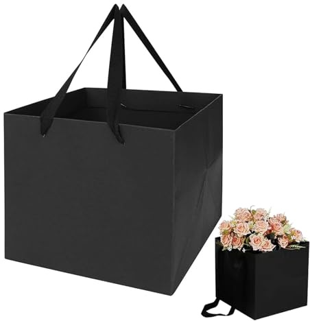 Große quadratische Papier-Geschenktüten mit Griff, 30 x 30 x 30 cm, Geschenkbeutel, Kraftpapiertüten, Tragetasche, wiederverwendbare Einkaufstasche für Hochzeit, Weihnachten, Party, Gastgeschenk