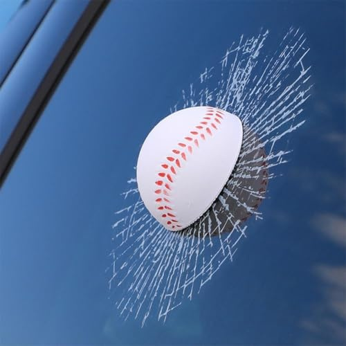Adesivo 3D scherzo difficile vetro rotto, palla da baseball stereo colpisce decalcomania autoadesiva, adesivi paraurti auto styling decalcomanie e magneti
