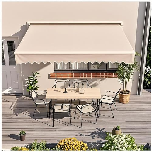 Pare-soleil de terrasse rétractable - 300 g/m² - Tissu polyester résistant aux intempéries - Pour portes et fenêtres - Gris - 400 x 200 cm
