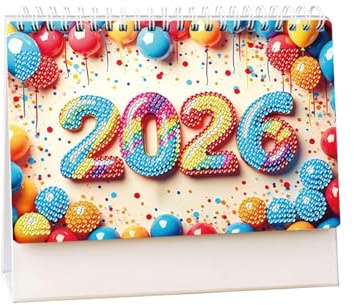 Niesel Schreibtischkalender | Kalender mit Diamantmalerei Kristall Strass | Terminplaner 2026 mit drehbaren Blättern, für Zuhause Büro Schule Familie Freunde Frauen Organisation