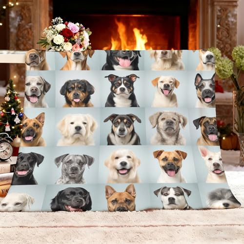 Fleecedecke-Flanell Decke- Tier- Und Hundemotive Niedlich -Kuscheldecke-Sofadecke-Plüschdecke-Überwurfdecken- Verschiedene Hunde Sofaüberwurf, für Erwachsene und Kinder XL 130x150 cm