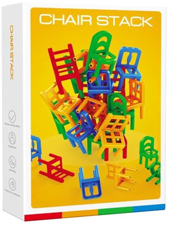 Pufei 42-teiliges Stuhl-Stapelspielzeug-Set, Mehrzweck-Bausteine, Stapelstühle, wiederverwendbar, interaktives Eltern-Kind-Tischspiel für Familientreffen und Selbstunterhaltung