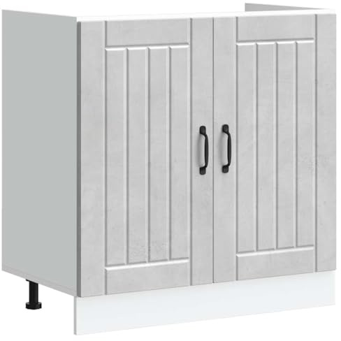 Owoxanthellate Mobile lavandino Lucca grigio cemento 80 x 46 x 81,5 cm in legno con piedini regolabili, design moderno per cucina, ufficio, soggiorno