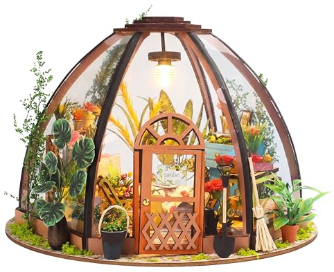 Soothee DIY Miniature House Kit, DIY Book Nook with LED Light | 3D Puzzles for Adults and Teens, Tiny Greenhouse Building Kits for Bookshelf Decor, Relaxing Gift for Craft Lovers | Starry Garden