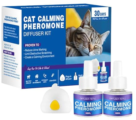 Genérico Juego De Enchufes Calmantes para Gatos con Feromonas: Protección De 60 Días, Feromona Calmante | Enchufe Antiagresión, Relajante para Gatos, De La Ansiedad Al Moverse, del Estrés Y El Ha