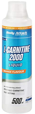 Body Attack L-Carnitine Liquid 2000mg pro Portion -vegan, flüssig & hochdosiert - Cherry (1 x 1000 ml) … (Orange, 500 ml)