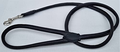Luxus HUNDELEINE, Runde Leine, Echt Leder 130cm/8mm Schwarz (PL.20-05-4-91)