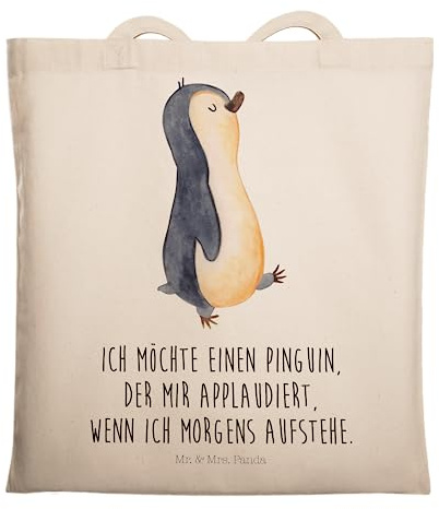 Mr. & Mrs. Panda Schultasche Pinguin marschieren - Geschenk, Jutebeutel, Tasche, Bruder, Aufstehen, Spazieren, Beutel, Familie, umhängebeutel, Unausgeschlafen, dokumententasche, Tote Bag, Pinguine