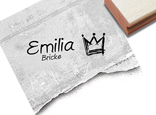 Stempel - Namensstempel KRONE - Individueller Schulstempel - Ideal für Kita, Schule und Beruf - hübsch und zeitlos - von zAcheR-fineT