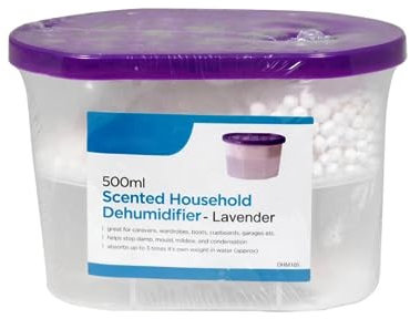 Dehumidifiers for home Disposable damp absorber Household condensation absorbers Scented small dehumidifier household essentials for caravans, homes damp traps (Lavender Dehumidifier (500ml) - 5)