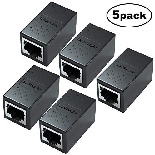 Yeung Qee RJ45 Coupler 5 Pack RJ45 Coupler Ethernet Extension, for Cat7/Cat6/Cat5e/Cat5 Ethernet Cable - Network Cable Coupler Female to Female (black)