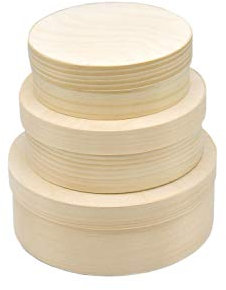 MyBer Spanschachtel 3er Set, Holzbox, Schmuckdose, naturbelasen rund aus WeichholzPM_PL400K