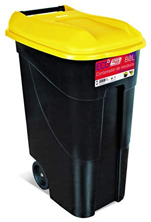 Tayg Tapa Amarilla Contenedor de residuos 80 litros con Base Negra (432019)