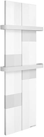 Finesa Design Badheizkörper 800x404, Handtuchwärmer, Wärmeabgabe 400 W, Mittelanschluss, Handtuchtrockner, Handtuchhalter (Weiß-Grau)