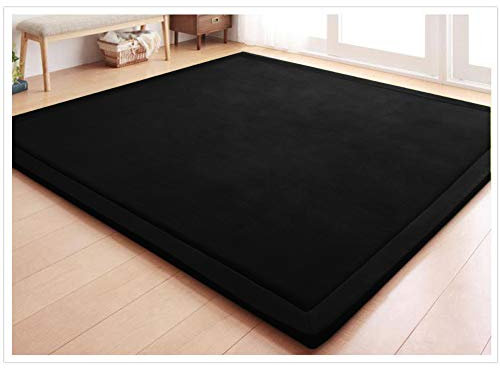 Loartee Teppich, Korallen-Samt, für Schlafzimmer, Wohnzimmer, Kinder, Arbeitszimmer, Küche, Kinderzimmer, Krabbeln, Wandern, Spiele, Yoga, Gymnastik, Nickerchen, Schwarz, 190 * 240cm