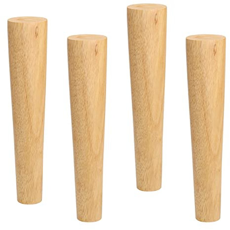 Qrity 4 PCS Wooden Furniture Legs Straight Wood Sofa Legs Cabinet Feet Straight Wooden Table TV Legs with Non-slip Mat, Screws & Mounting Plate, 35CM