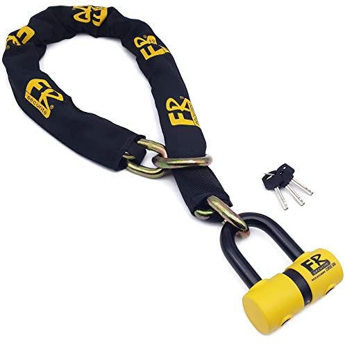 FR SECURITE FR50120L Catena ad Alta Sicurezza con Mini U Bloccadisco Moto Lucchetto Antifurto Scooter Blocco Disco Omologato Sra da 120 cm ø13.5, Passante