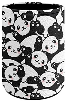 Kuiaobaty Joli pot à crayons en cuir avec imprimé panda - Pour bureau, école, papeterie, bureau