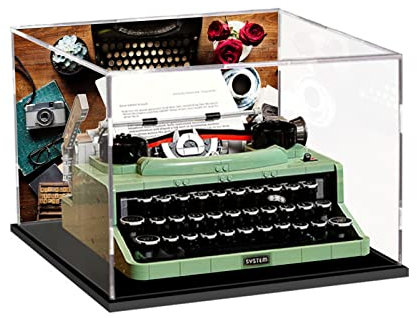 icuanuty Acryl Vitrine für Lego Schreibmaschine 21327 ,Staubdichte Lagerung Vitrine für Lego 21327, für Lego-Liebhaber (Nur Vitrine), Size:35x30x20 cm