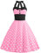 Robe Vintage Années 50 Femme Retro Rockabilly Pin Up Élégante Robes sans Manche Dos Nu Décolleté en Cœur Polka Dot Trapèze Mariage Cocktail Soirée Fête Cérémonie Décontractée au Genou #Rose Rouge XL