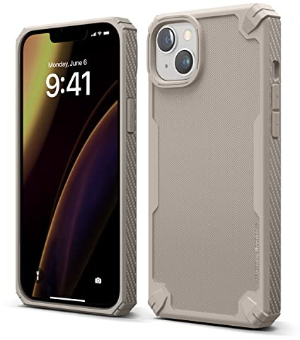 elago Armor Case for iPhone 14 Plus | US Military Grade Drop Protection, Heavy-Duty Protective Case, Carbon Fiber Texture, Tough Rugged Design (Sand)
