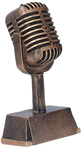 Natudeco Trophée du Prix, Ornement de Microphone de Musique en Résine Synthétique Ornement de Table de Microphone décoratif Trophée de Prix de Musique pour Concours de Chant à la Maison