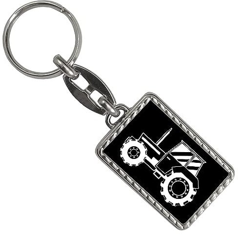 Traktor Schlüsselanhänger mit Bordüre Dorf schlichter Anhänger für den Schlüsselbund Schnelles erkennen von Schlüsseln Schmuck für den Schlüsselbund