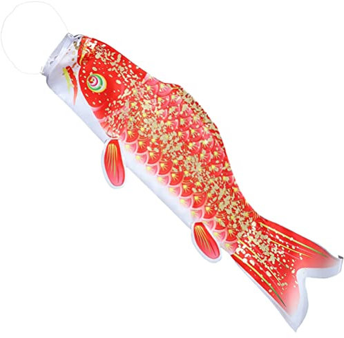 Ipetboom Japanische Fisch Windsack Windsock Flagge Nobori Koinobori Windsack Flagge Fisch Wind Streamer für im Freien Garten Hof Neujahr Dekoration Japanische Karpfen Streamer, Rot, 100x27cm