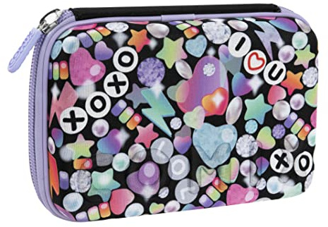 COMIX BRIGHT - Astuccio Scuola, Astuccio Maxi Zip per Bambini e Ragazzi, con Set Cancelleria Incluso, Cover Metal Iridescente, Rigido con Maxi Logo e Tirazip in Metallo, 21 x 14,5H x 6,5 cm