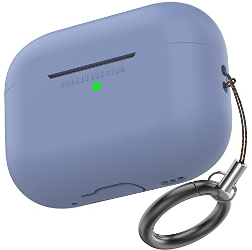 AhaStyle Silikon Hülle für Airpods Pro 2 | Kabelloses Laden, Mit Karabiner, Front-LED Sichtbar, Premium-Silikon, Rundumschutz, Stoßfest, AirPods Pro 2 Kopfhörer Zubehör