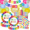 Rainbow Party Tableware Set, 141PCS Birthday Paper Plates Cups and Napkins, Kids Birthday Decorations with Balloons, for Baby Shower, Rainbow Theme Boys Girls Brithday Party Supplies, 16 Guests