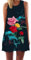 Ocean Plus Femme Multicolore Paréo Trapèze sans Manche Robe de Plage Haut Décontracté Flamant Loisir Feuilles Mini Robe (XXL (EU 42-44), Roses colorées et fumée)