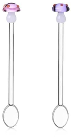 Ichendorf Milano 2er Set Pilzlöffel Lila und Rosa | Kollektion Alice | H 15 cm | Borosilikatglas | handgefertigt