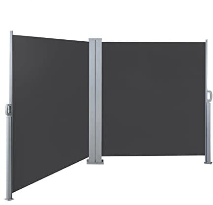 SVITA Ausziehbare Doppelseitenmarkise für Indoor und Outdoor 600 x 160 cm in Dunkelgrau