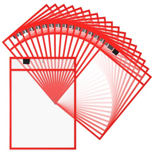 Cholemy 25 Stück Ladenkartenhalter, 22,9 x 30,5 cm, trocken abwischbar, Dokumentenhalter, Jobticket-Halter, wiederverwendbar, transparent, zum Aufhängen, Blattschutz für Arbeit, Klassenzimmer, Büro,