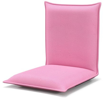 LIFEZEAL Sedia da Pavimento, Cuscino da Terra, Schienale Regolabile a 6 Livelli, Telaio in Acciaio, Imbottito in Spugna, Fodera Traspirante, Max 136kg, per Meditazione, Lettura, Relax, Lounge, Rosa