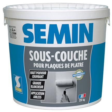 Semin - Sous-Couche pour Plaque de Plâtre Intérieur - Prêt à l'Emploi - Seau de 25 kg