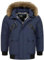 Indicode Herren INZakai Winterjacke mit Fell-Kapuze | warme Herrenjacke Parka Jacke Navy, XL