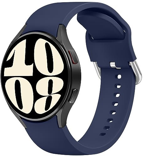 Mugust Bracelet pour Samsung Galaxy Watch 4/5/6 et Classic - Bracelet en silicone souple pour homme et femme - Compatible avec 40 mm, 42 mm, 43 mm, 44 mm, 45 mm, 46 mm, 47 mm (bleu marine)