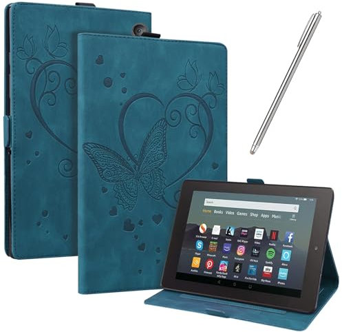 JayModCase Custodia per Amazon All-New Kindle Fire 7 Tablet (2022 Release-12th Generation) Pelle PU Flip Stand Cover, Angolo di Supporto Regolabile (Blu)