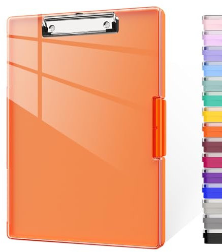 Piasoenc Klemmbrett mit Aufbewahrung, Klemmbretter mit 2 Aufbewahrungsboxen und A4-Papierordner, klare, trocken abwischbare Oberfläche, strapazierfähiger Kunststoff, Folio & seitliche Öffnung.