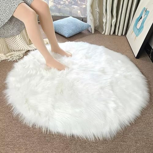 Favourite Computerstuhl, kleine Bodenmatte, Schminktisch, Decke, runder Teppich, Bettdecke im Schlafzimmer (Color : Blanc, CH : 60cm)