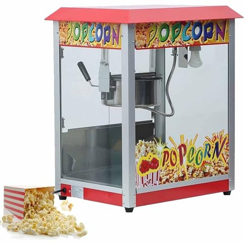 DDZJTPP Commercial Electric Popcorn Machine - 1300w Popcorn Maker With Tempered Glass Cover & Non-Stick Coating,Home Hot Air Automatic Popcorn Machine