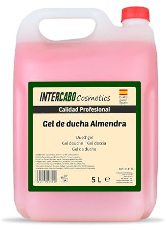Intercabo - Kanister mit 5L Duschgel - Badegel 5 Liter - Nachfüllpack Badegel - Hotelausstattung - Flüssigseife - Duschgel Mandelblüte - Feuchtigkeitsspendend