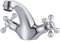 Grifos para lavabo de baño, grifos tradicionales victorianos para lavabo, doble mango cruzado, cuello de cisne, 1 agujero con mangueras de calor y frío, cromado